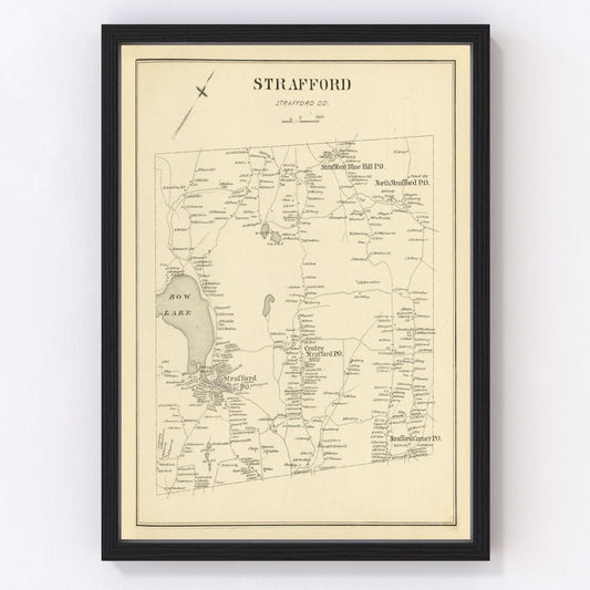 Vintage map of Strafford, New Hampshire, 1892