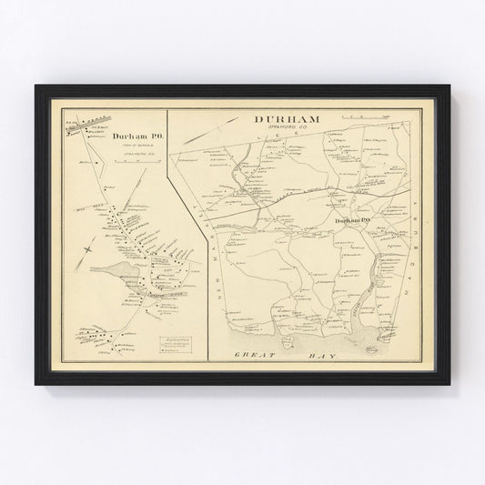 Vintage map of Durham, New Hampshire, 1892