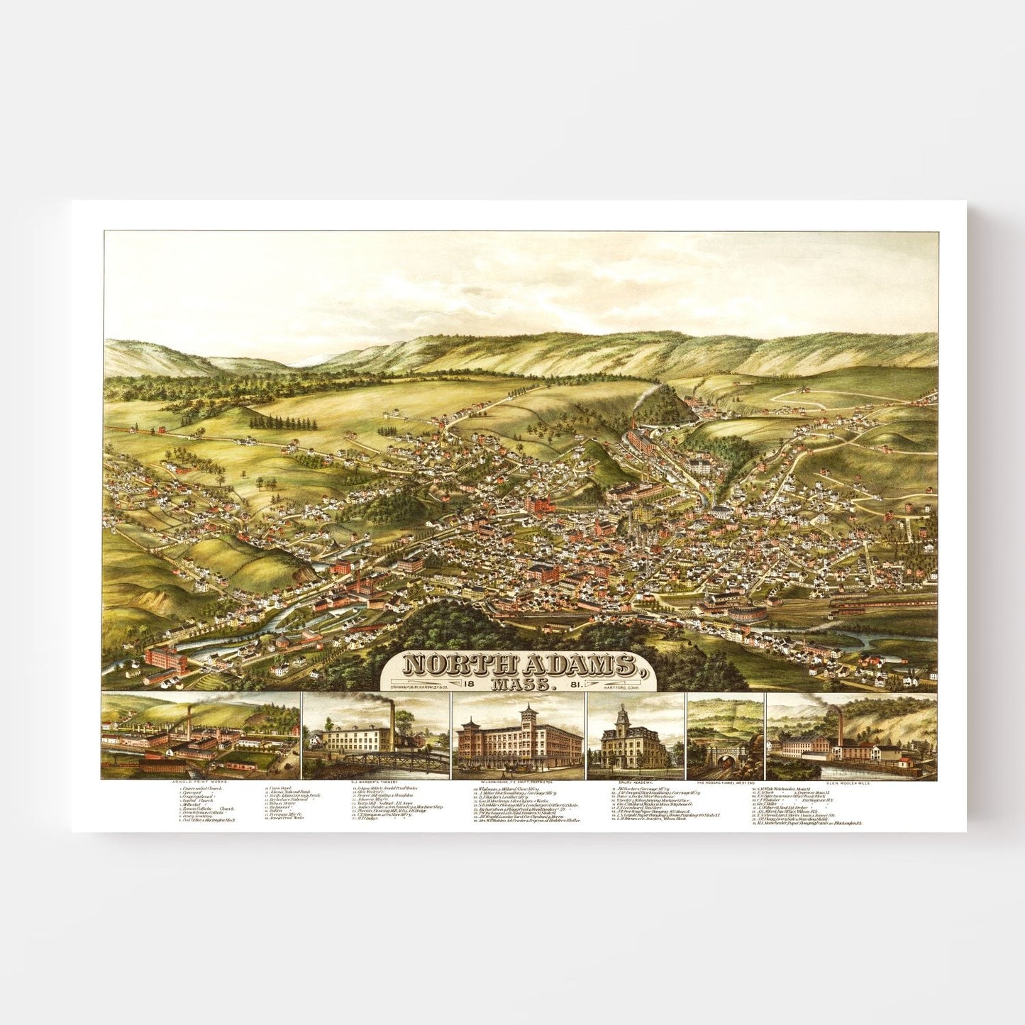 Vintage Map of North Adams, Massachusetts, 1881