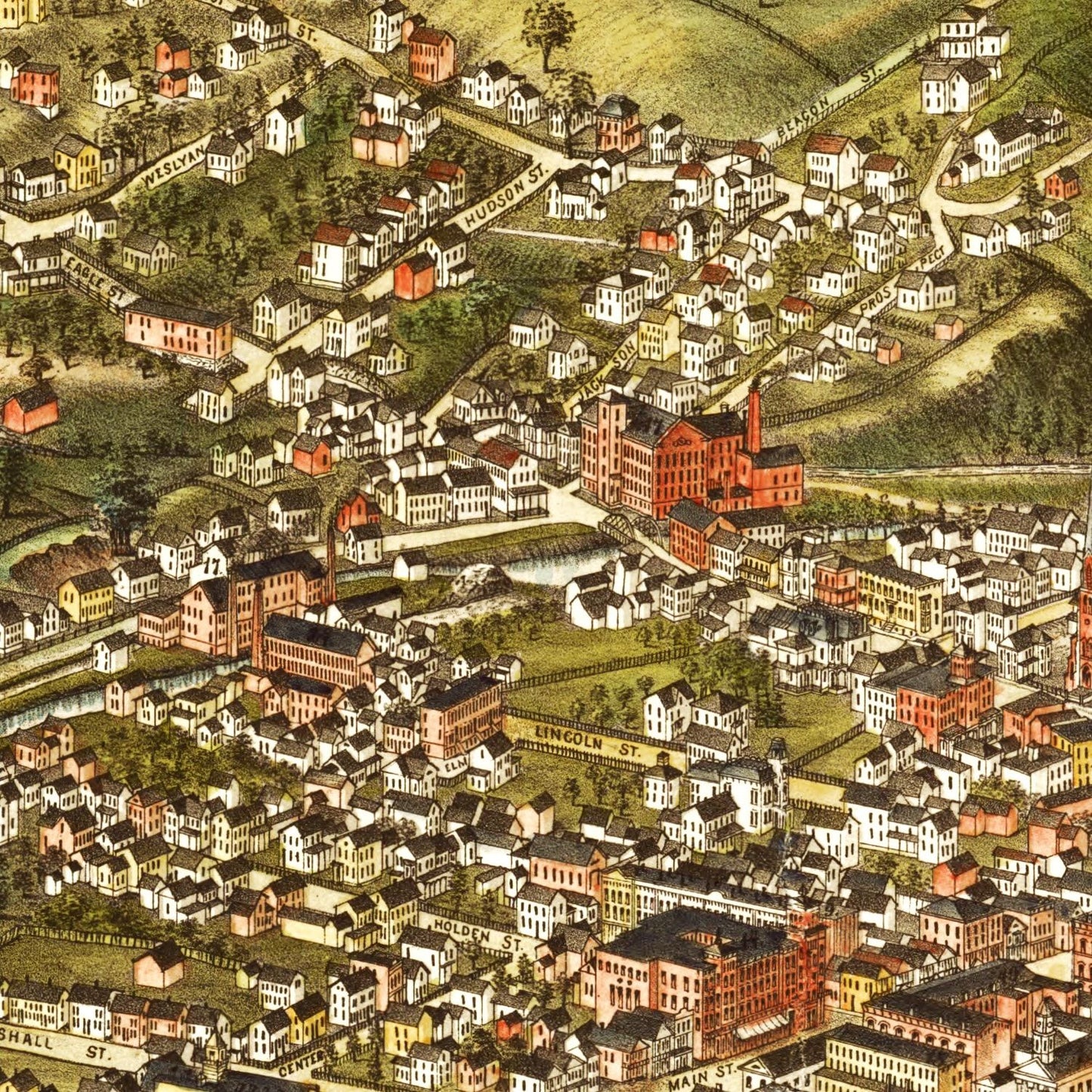 Vintage Map of North Adams, Massachusetts, 1881