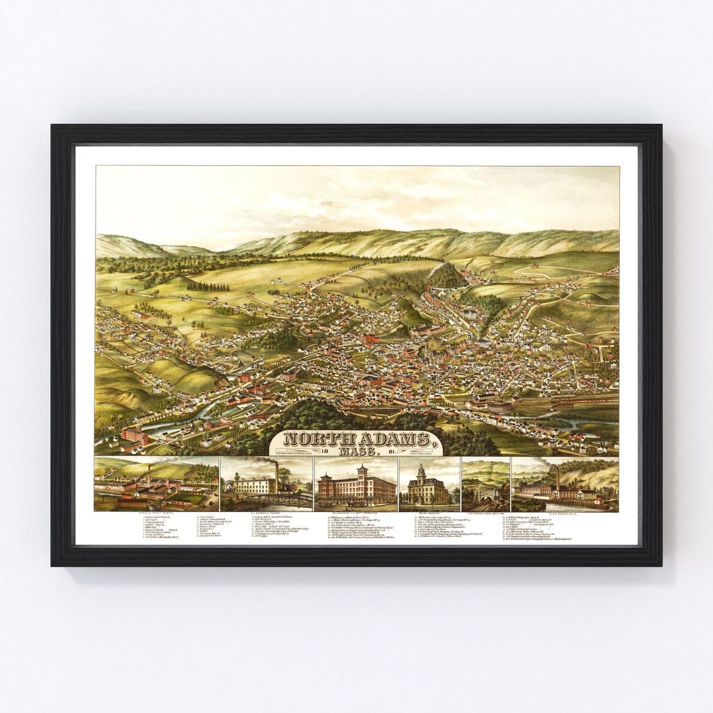 vintage map of North Adams, Massachusetts, 1881