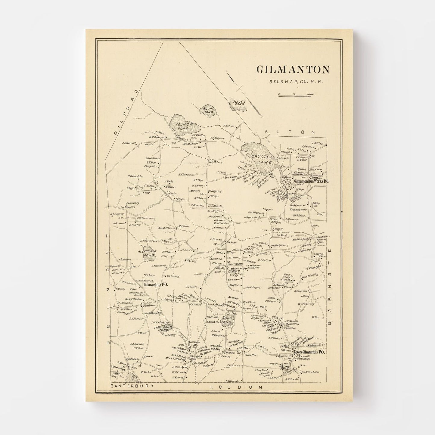 Vintage Map of Gilmanton, New Hampshire, 1892