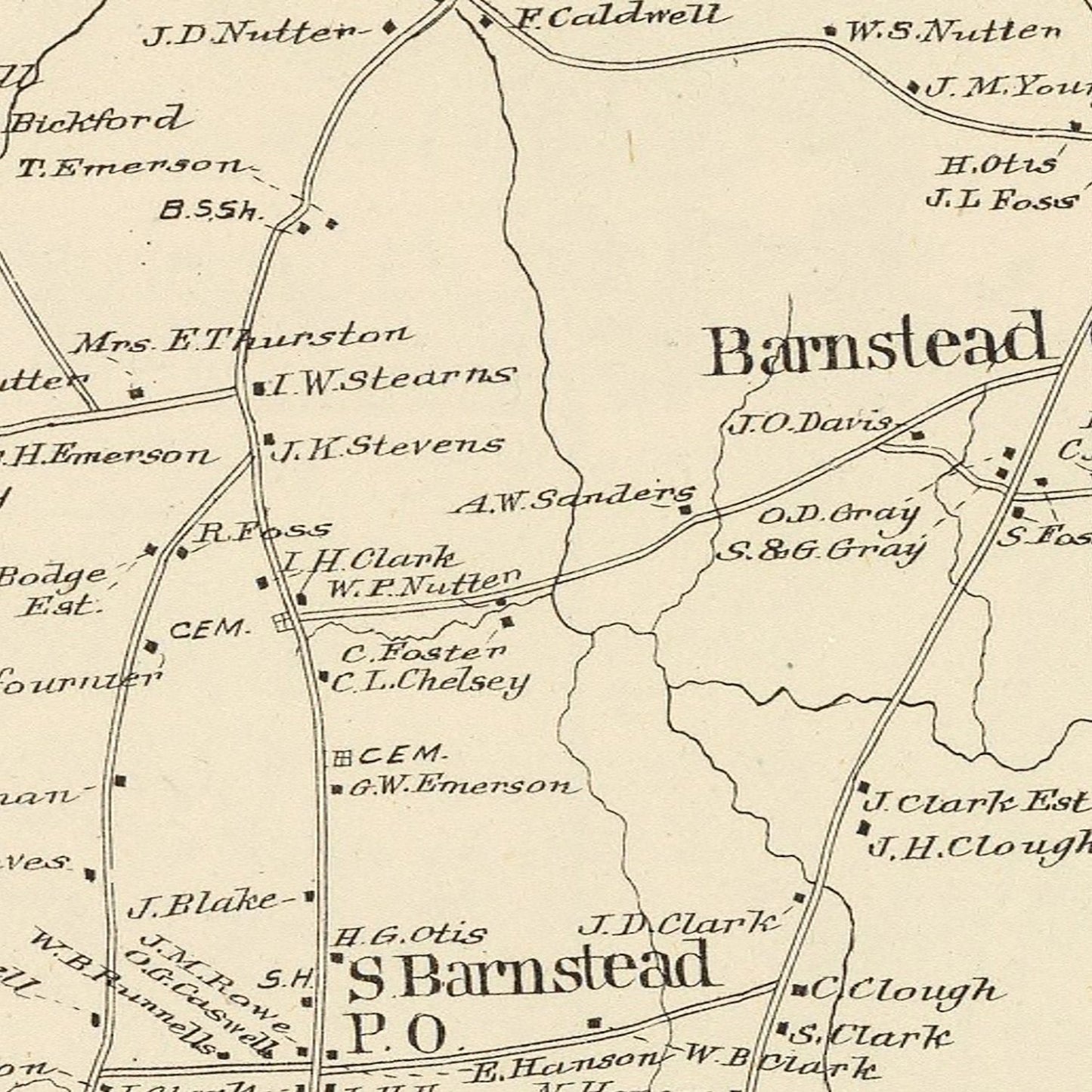 Vintage Map of Barnstead, New Hampshire, 1892