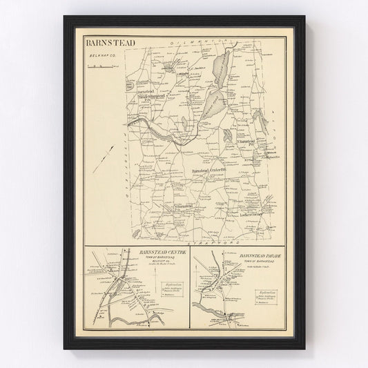 Vintage map of Barnstead, New Hampshire, 1892