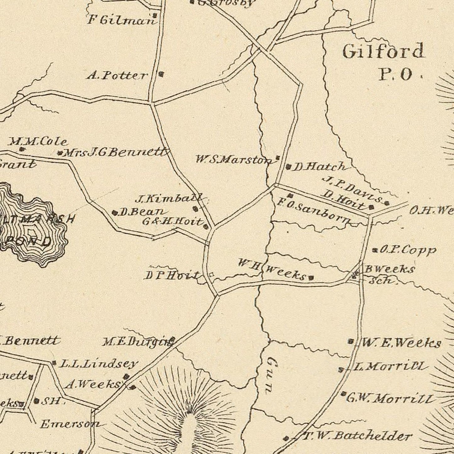 Vintage Map of Gilford, New Hampshire, 1892