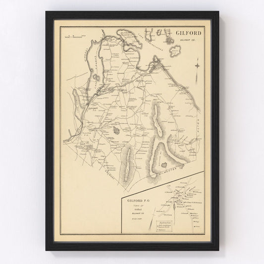 Vintage map of Gilford, New Hampshire, 1892