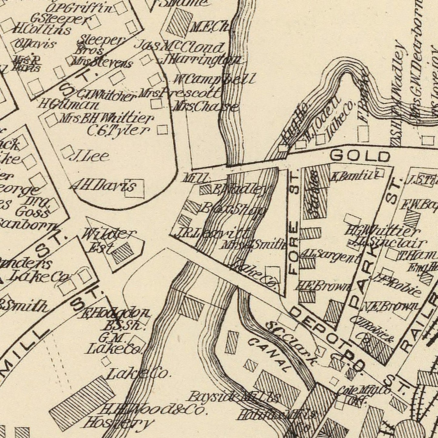 Vintage Map of Lakeport, New Hampshire, 1892