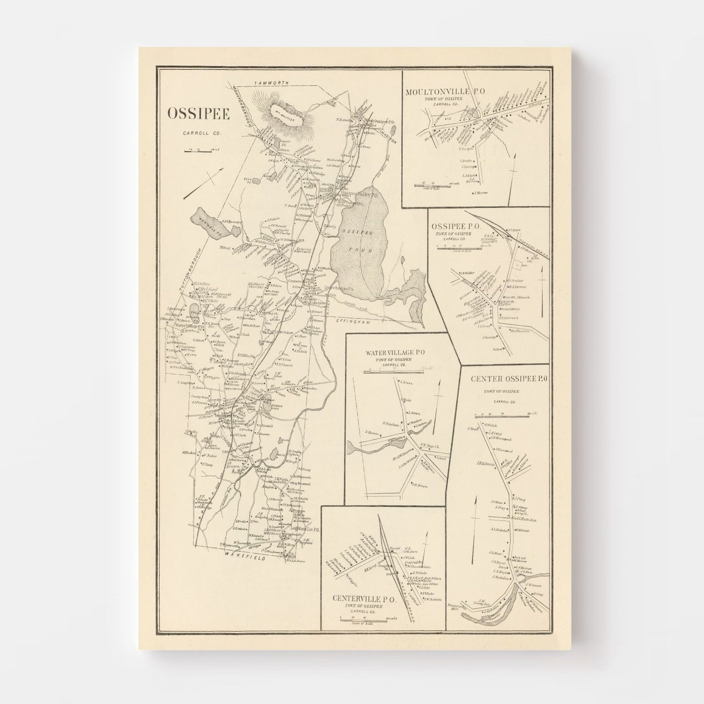 Vintage Map of Moultonville, New Hampshire, 1892