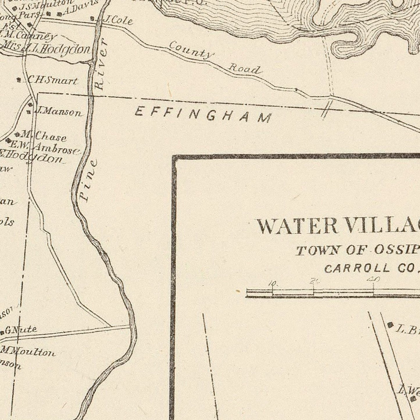 Vintage Map of Moultonville, New Hampshire, 1892