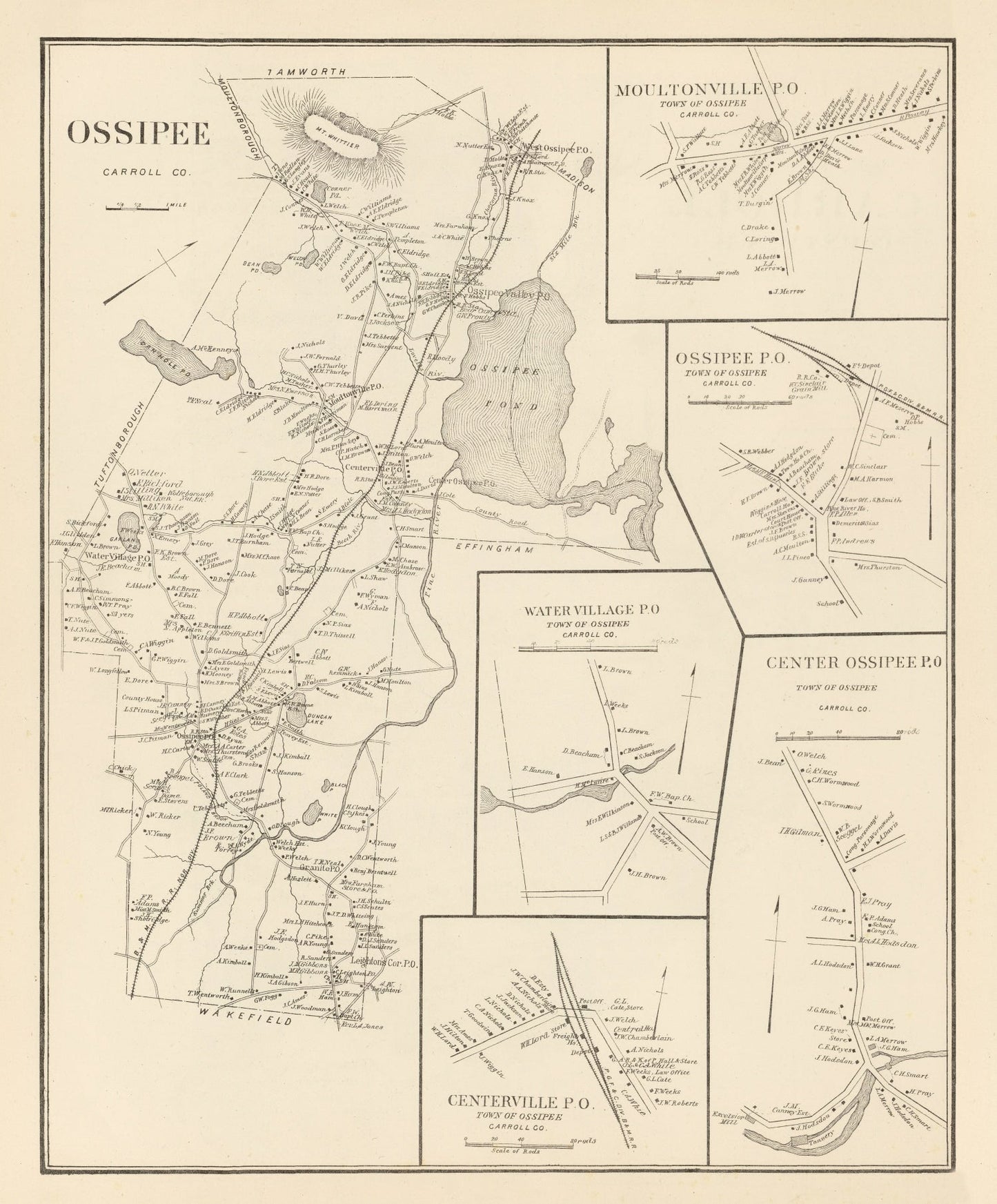 Vintage Map of Moultonville, New Hampshire, 1892