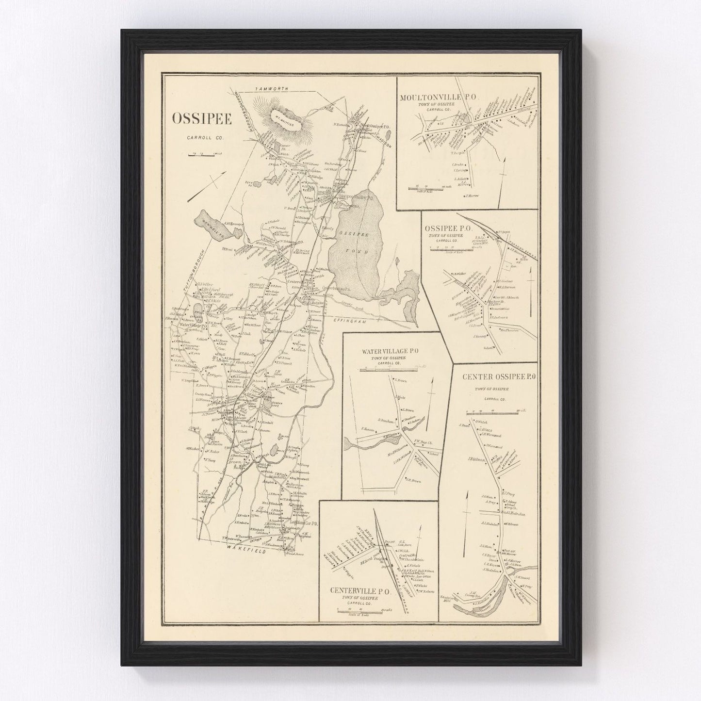 vintage map of Moultonville, New Hampshire, 1892