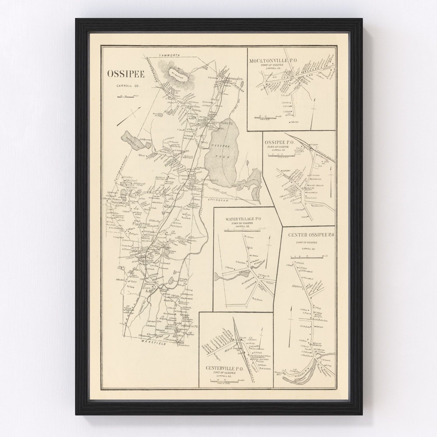 vintage map of Moultonville, New Hampshire, 1892