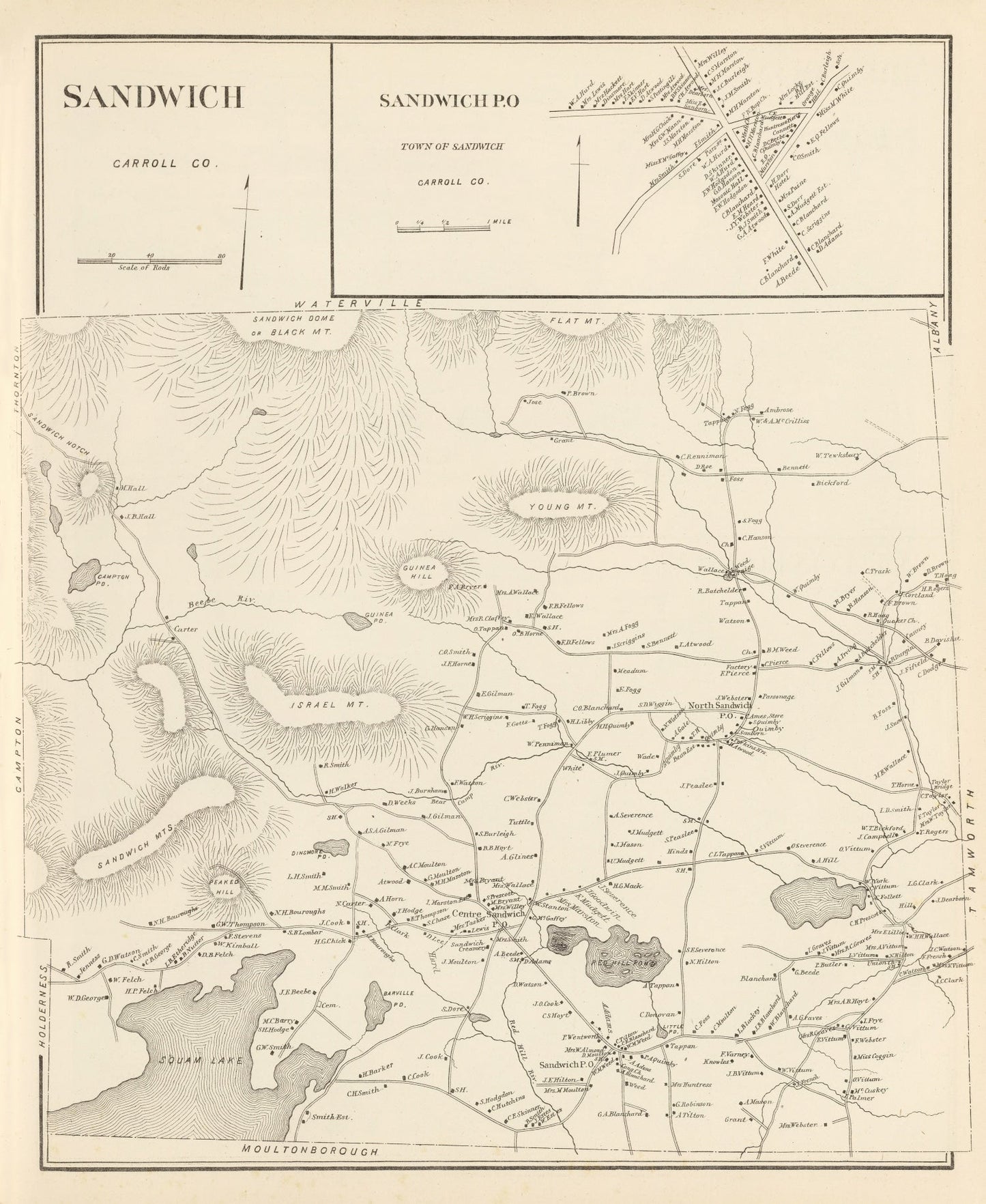 Vintage Map of Sandwich, New Hampshire, 1892