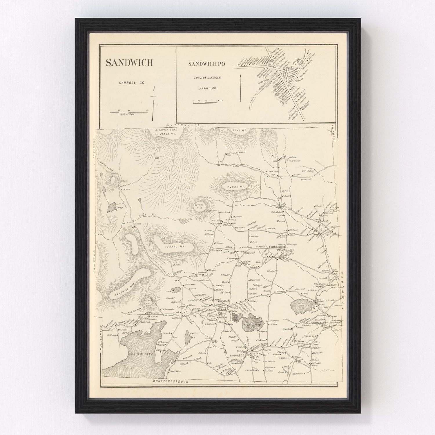Vintage map of Sandwich, New Hampshire, 1892