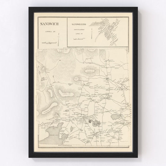 Vintage map of Sandwich, New Hampshire, 1892