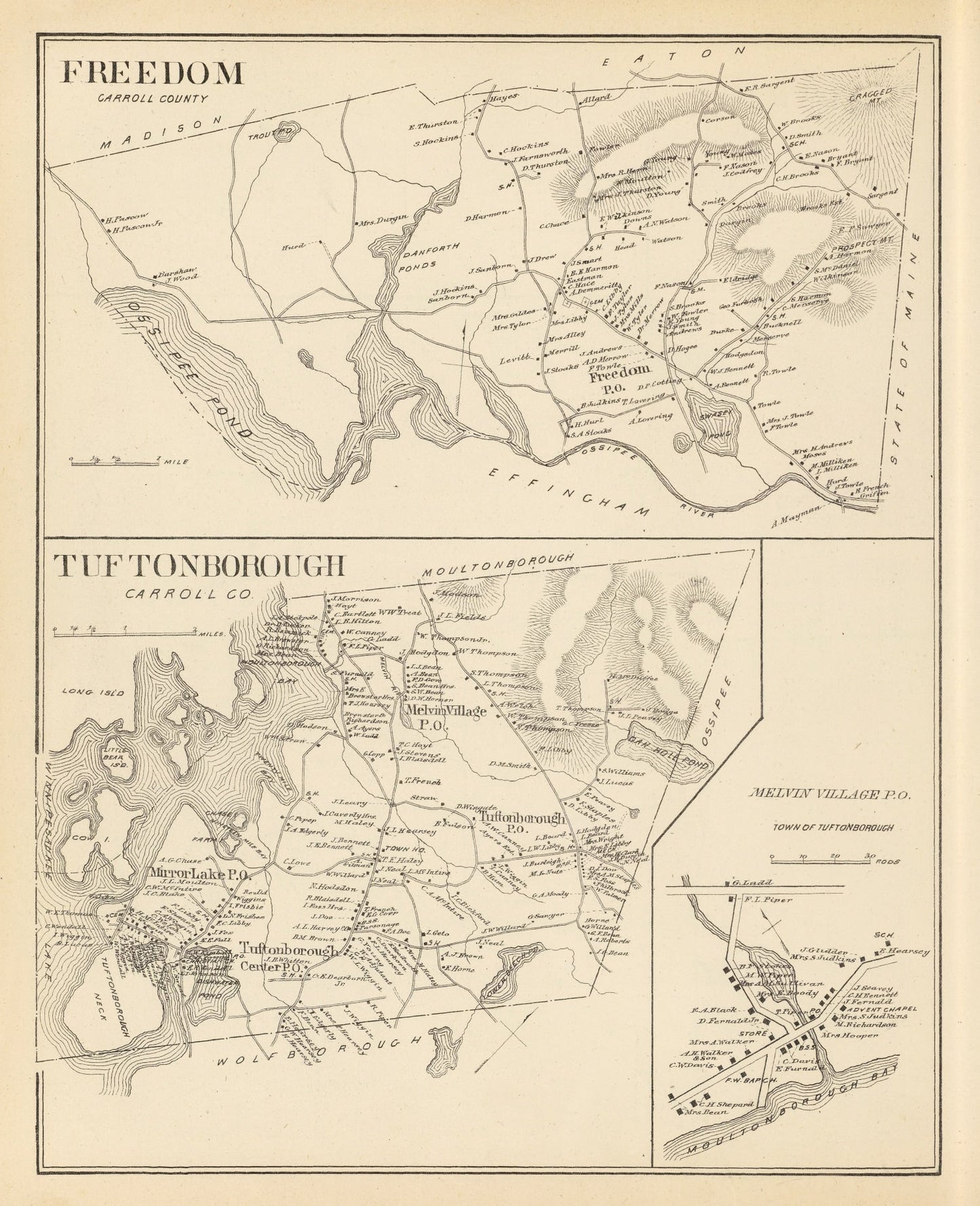Vintage Map of Freedom, New Hampshire, 1892