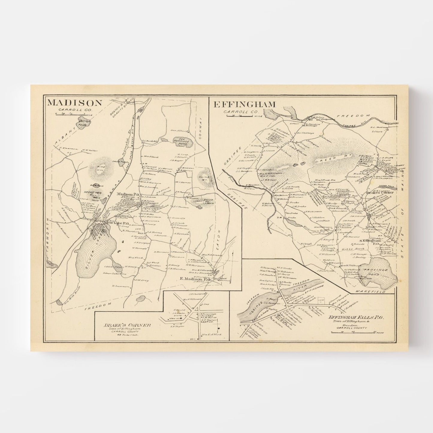 Vintage Map of Effingham, New Hampshire, 1892