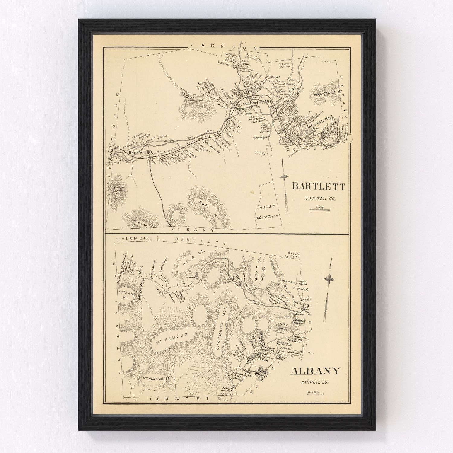 Vintage map of Albany, New Hampshire, 1892 - restored print