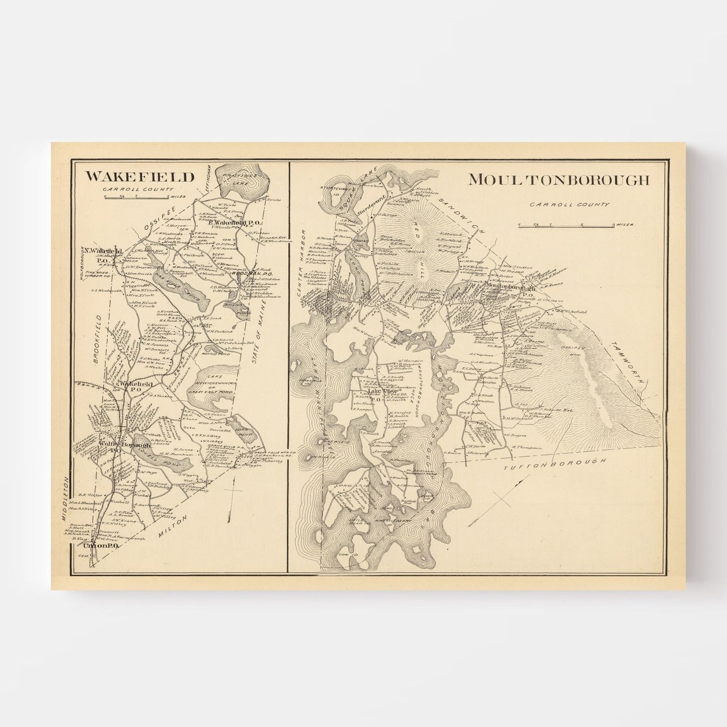 Vintage Map of Moultonboro, New Hampshire, 1892