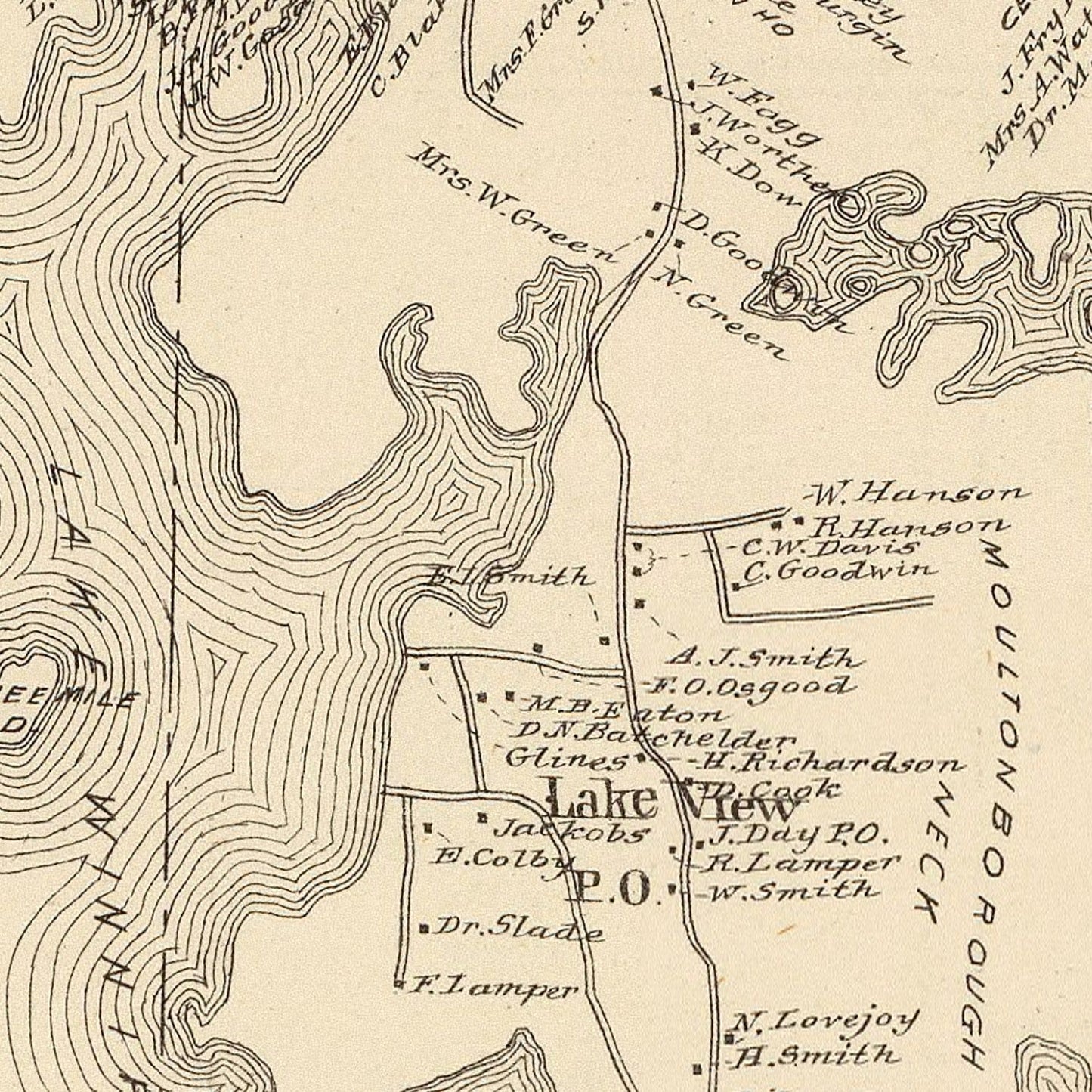 Vintage Map of Moultonboro, New Hampshire, 1892