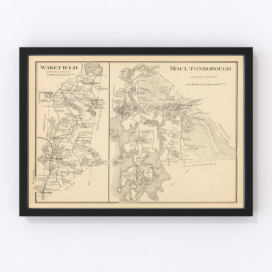 Vintage map of Moultonboro, Carroll County, New Hampshire, 1892