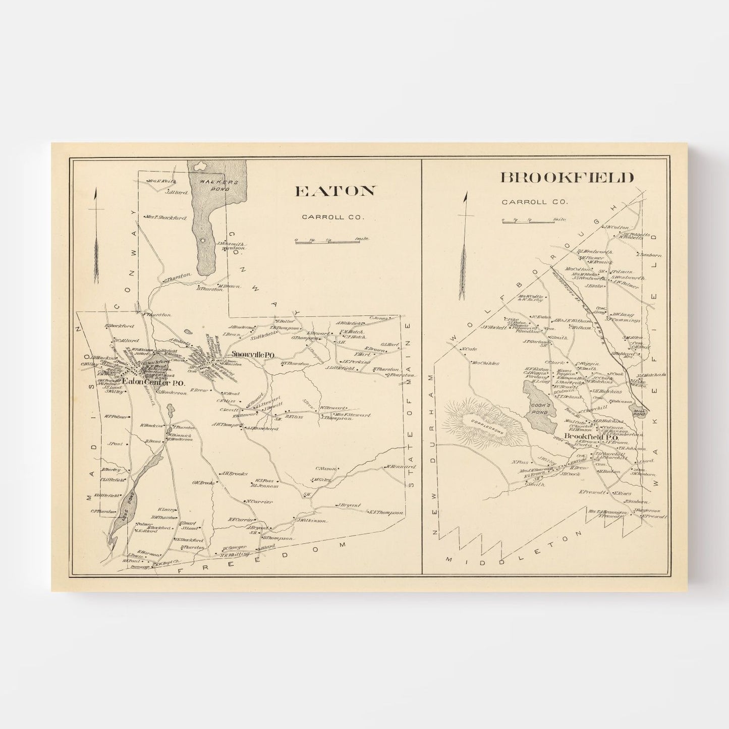 Vintage Map of Brookfield, New Hampshire 1892