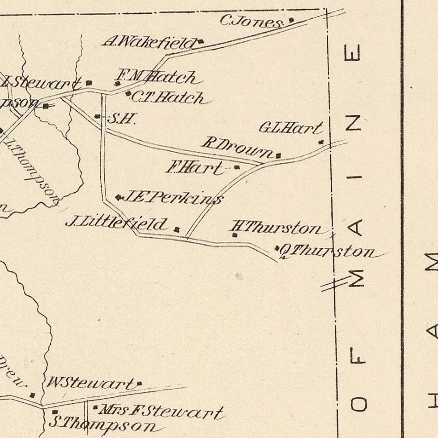 Vintage Map of Brookfield, New Hampshire 1892
