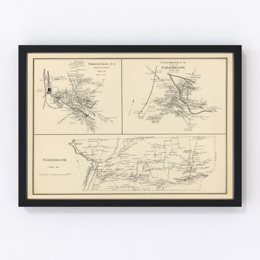 vintage map of Colebrook, New Hampshire, 1892