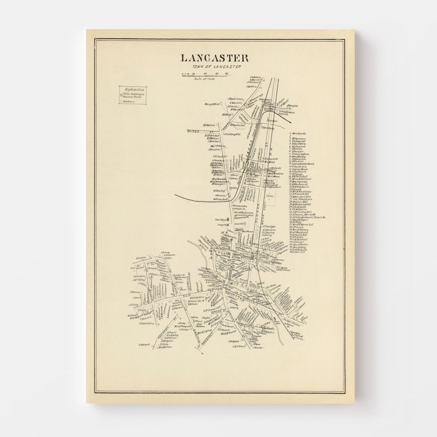 Vintage Map of Lancaster, New Hampshire, 1892