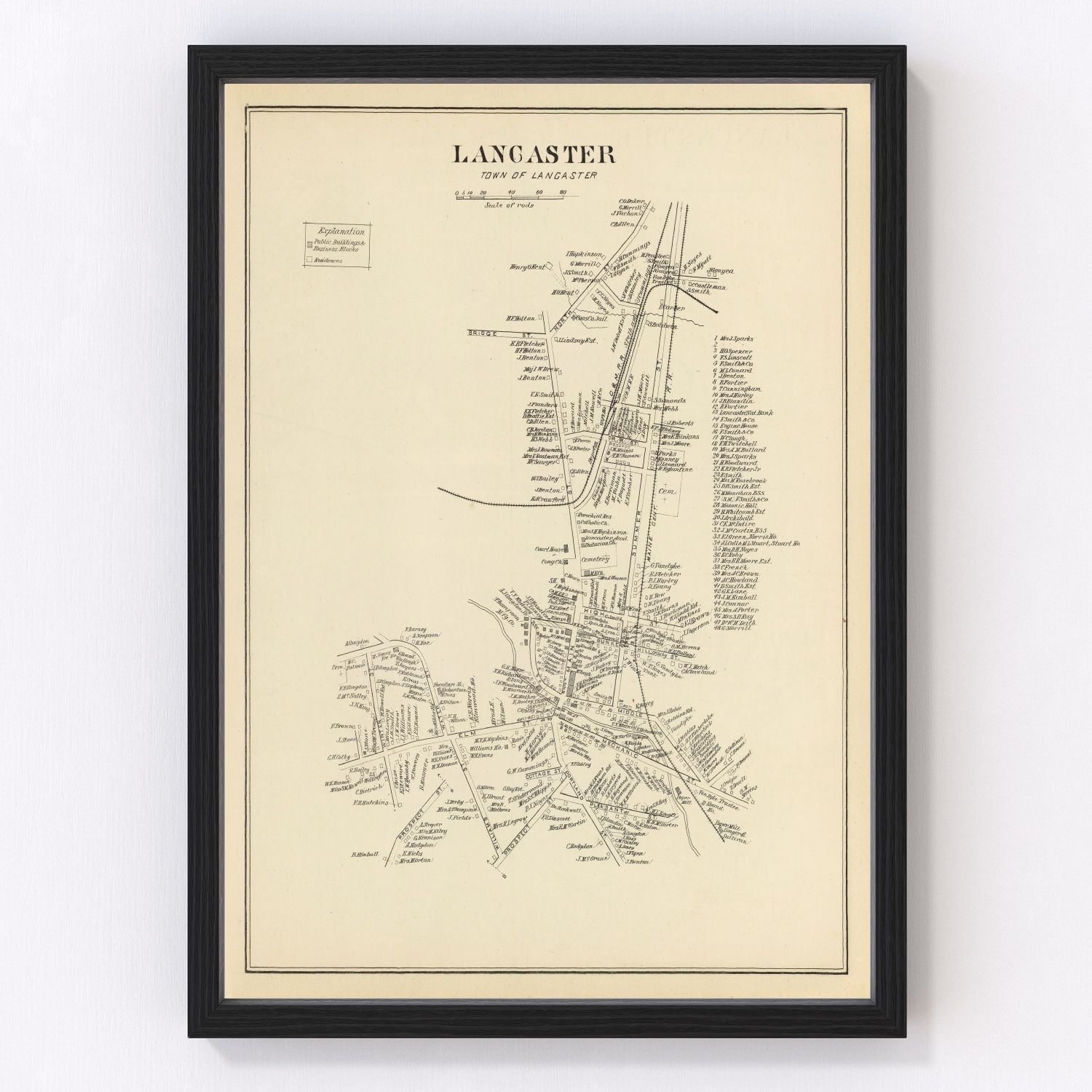 Vintage map of Lancaster, New Hampshire, 1892