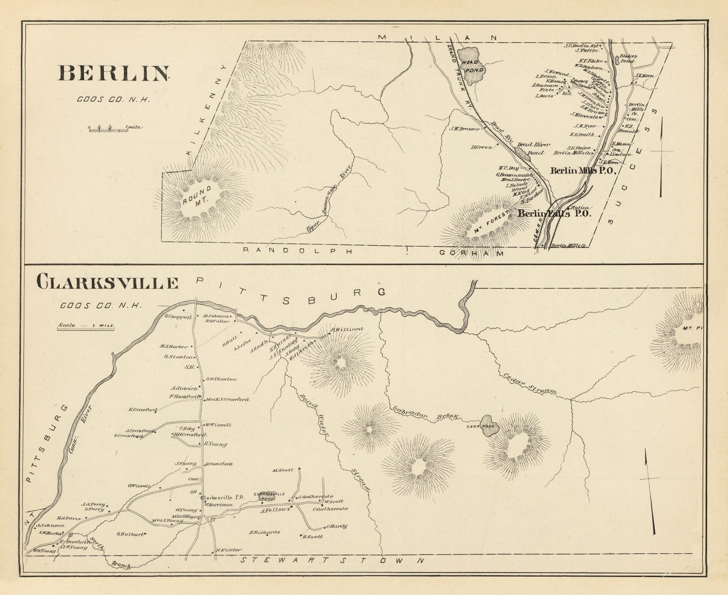 Vintage Map of Berlin, New Hampshire, 1892
