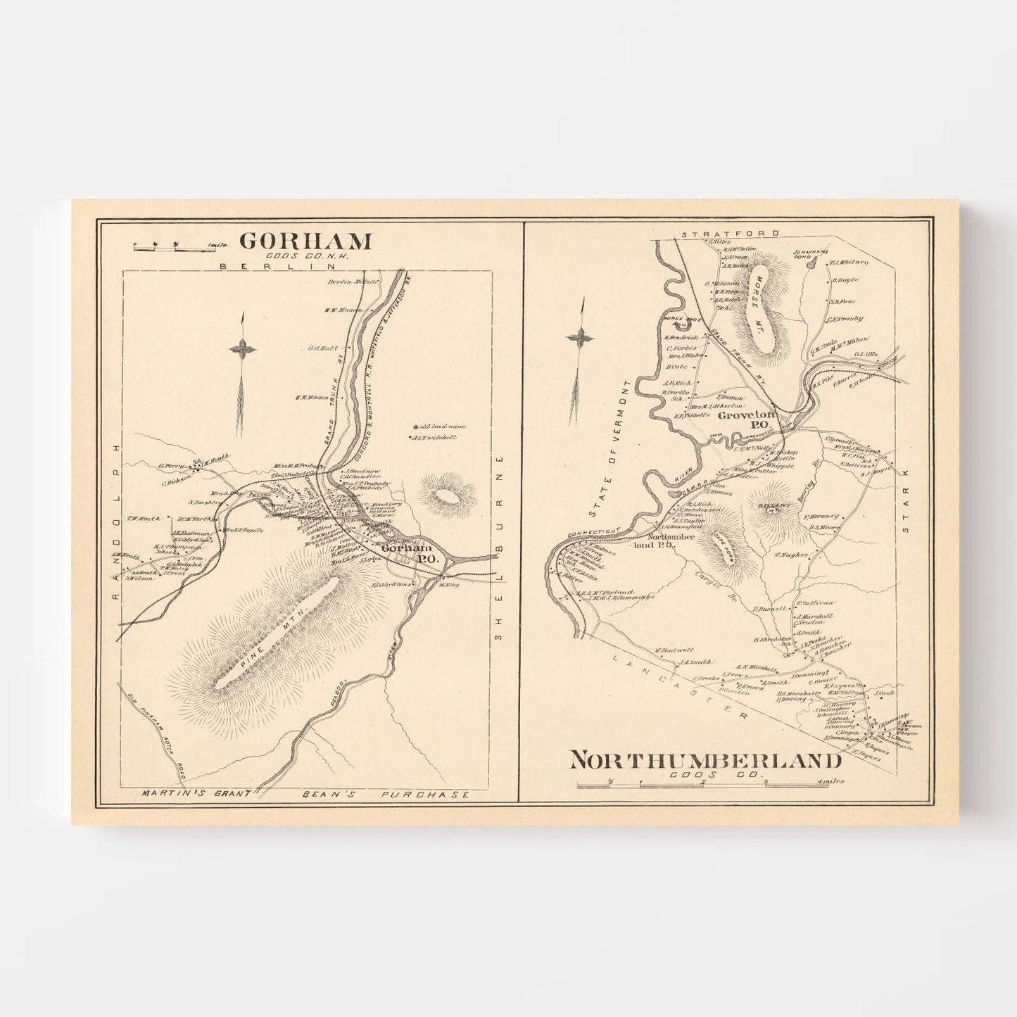 Vintage Map of Gorham, New Hampshire, 1892