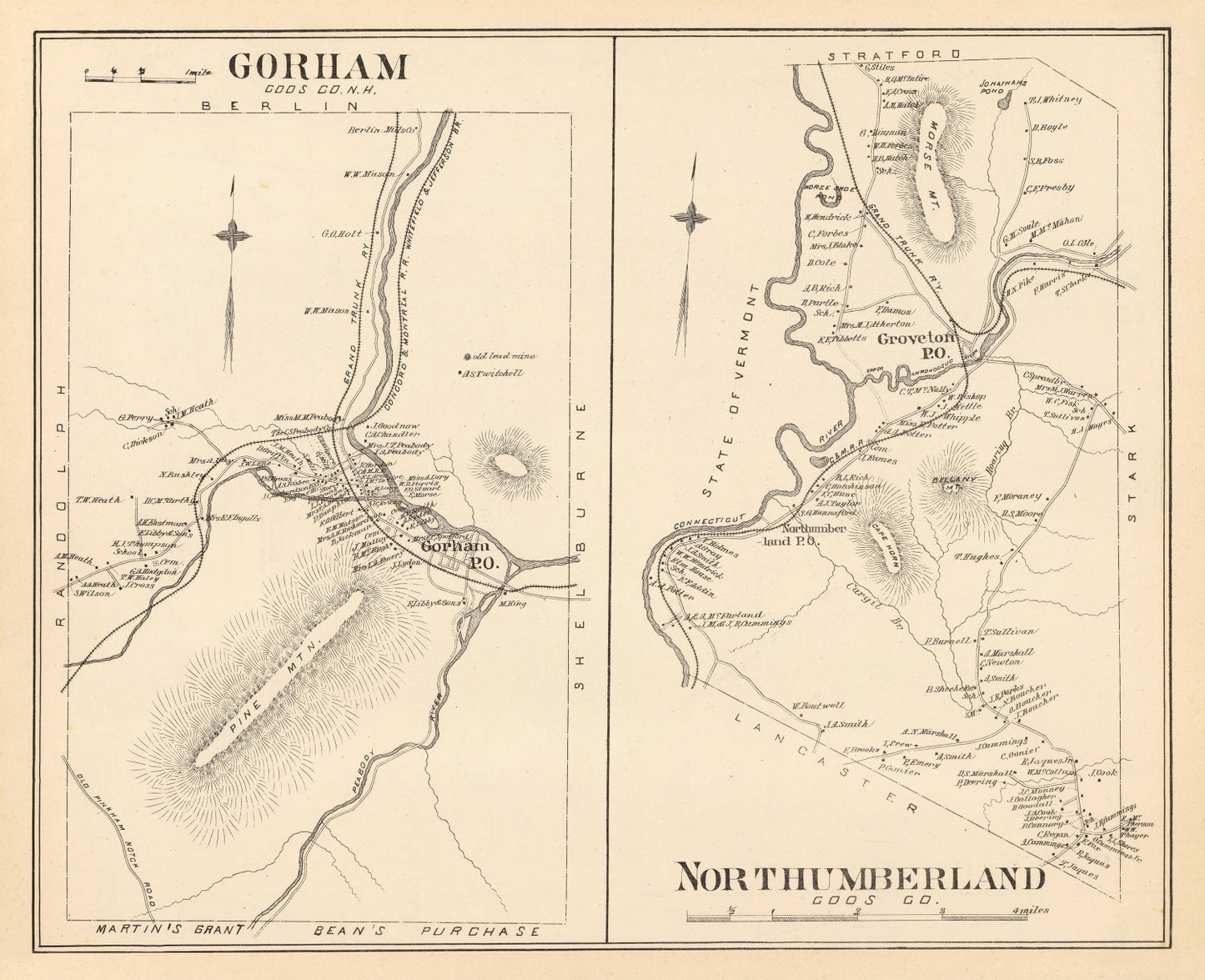 Vintage Map of Gorham, New Hampshire, 1892