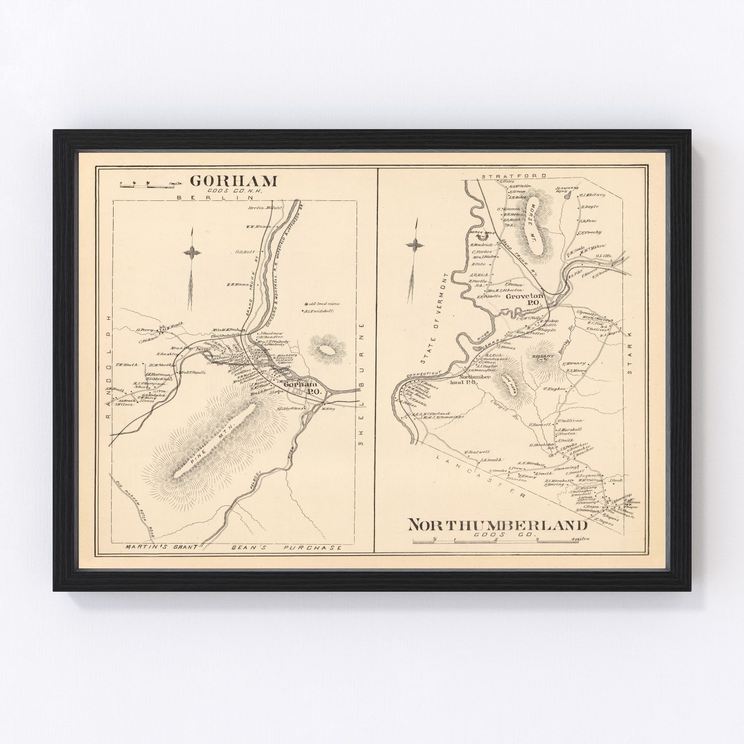 Vintage map of Gorham, New Hampshire, 1892