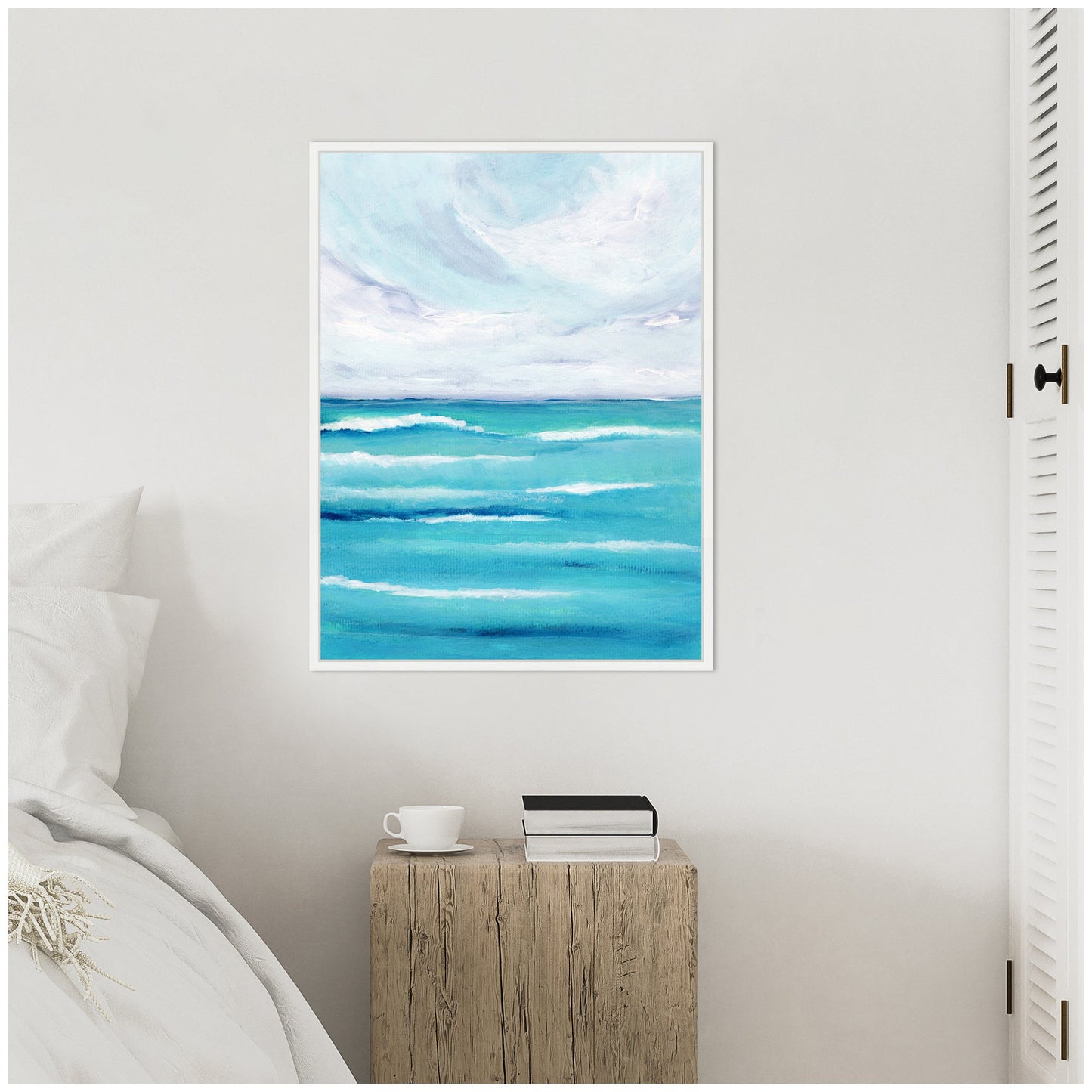 Evening Ocean Waves Framed Canvas Wall Art