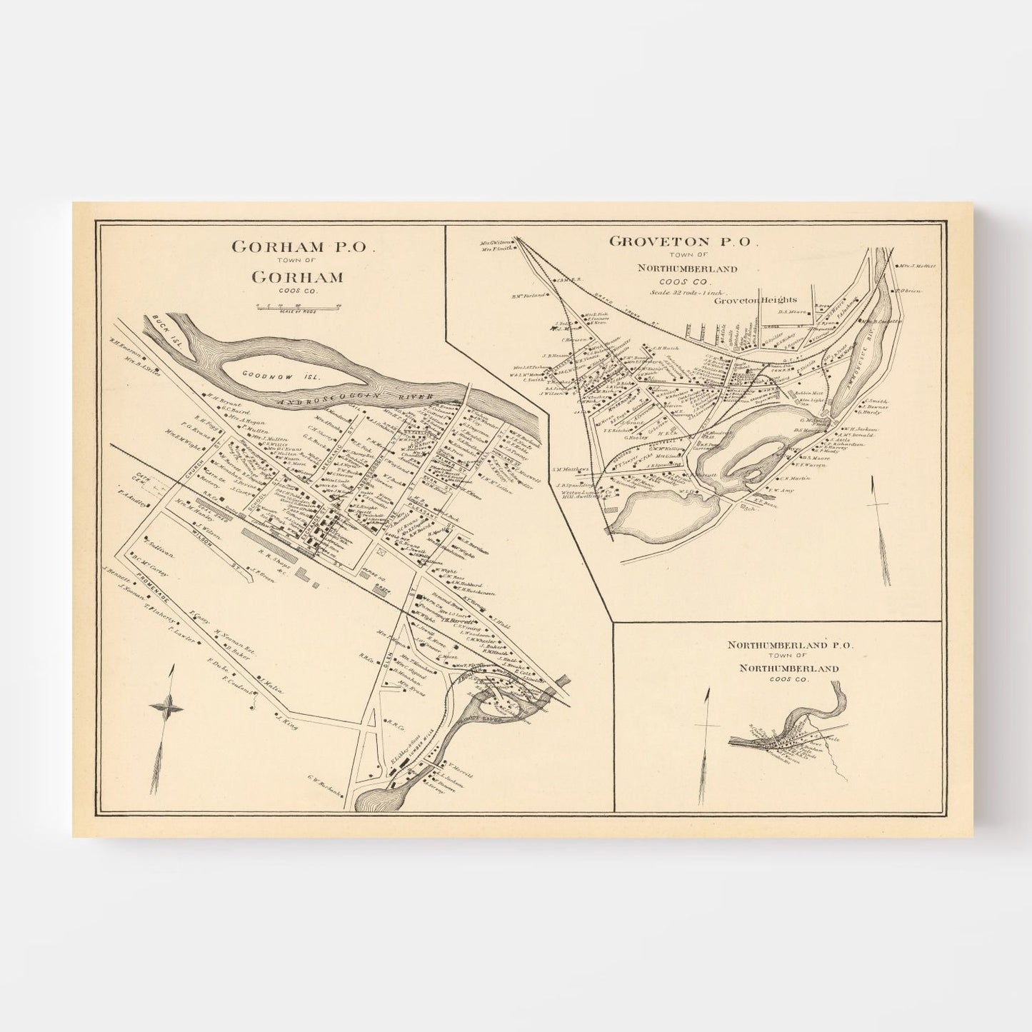 Vintage Map of Gorham, New Hampshire, 1892