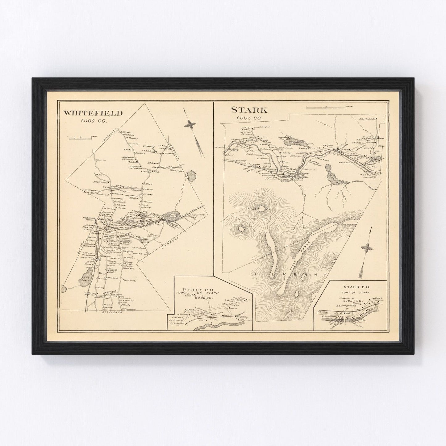 Vintage map of Stark, New Hampshire, 1892