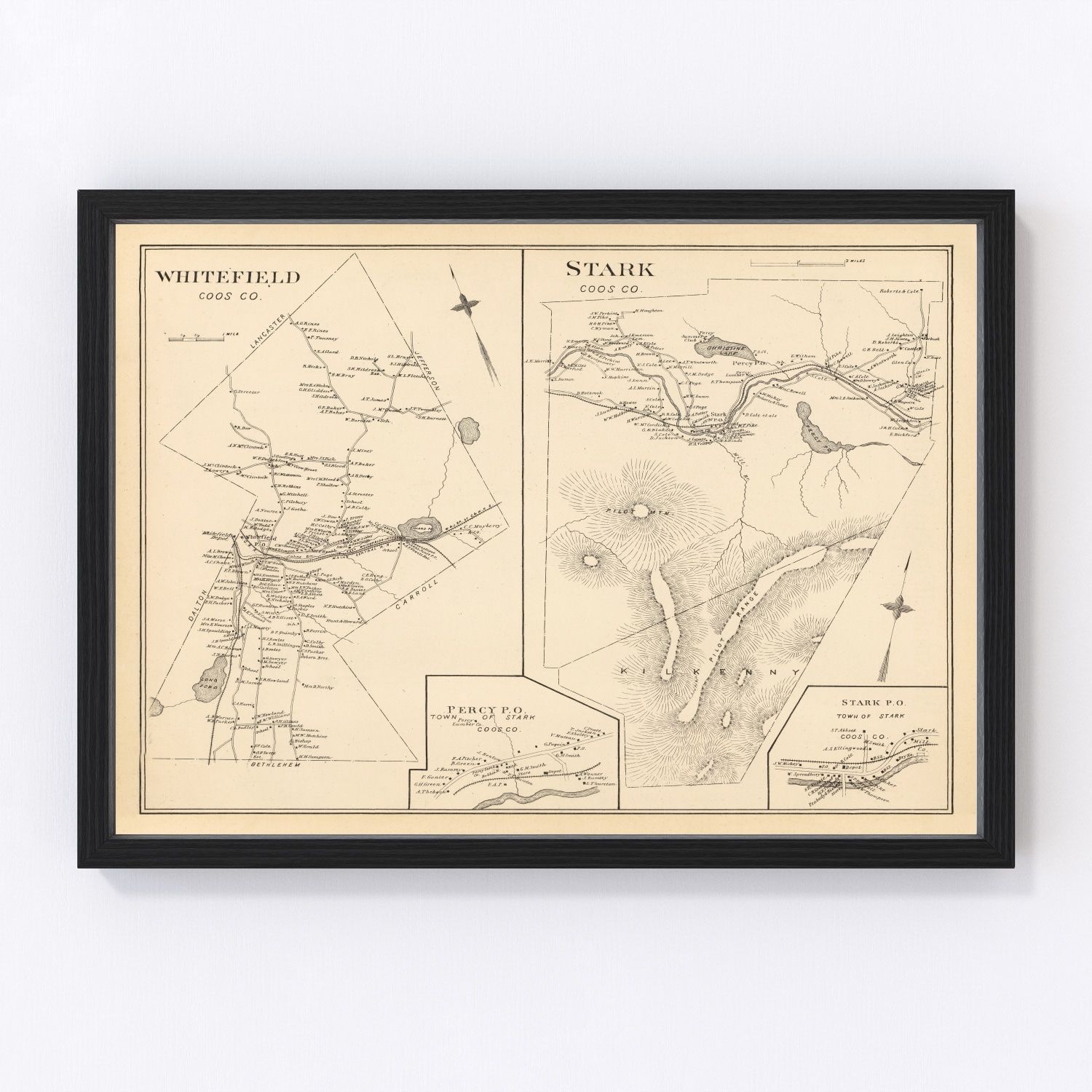 Vintage map of Stark, New Hampshire, 1892