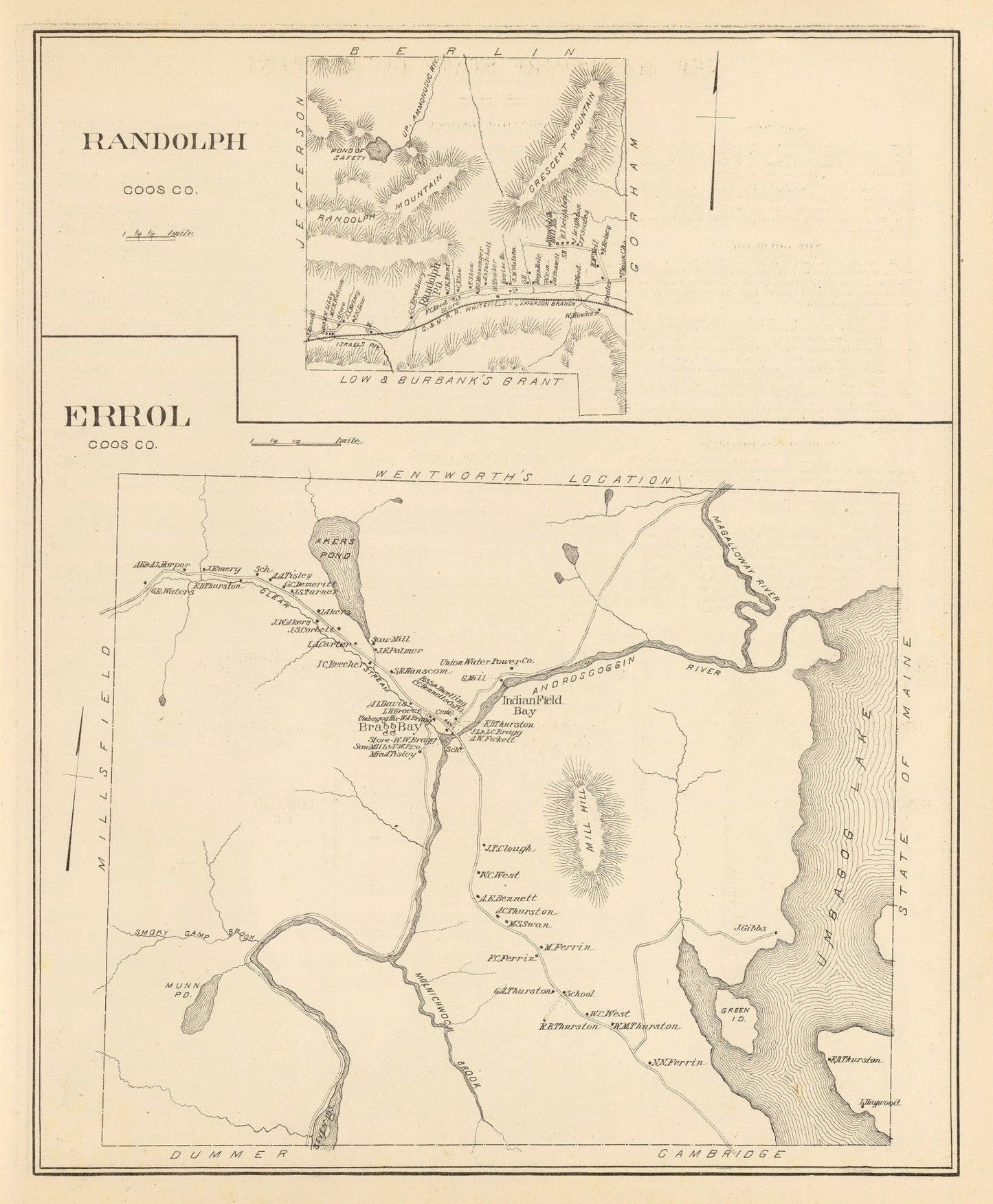 Vintage Map of Errol, New Hampshire, 1892