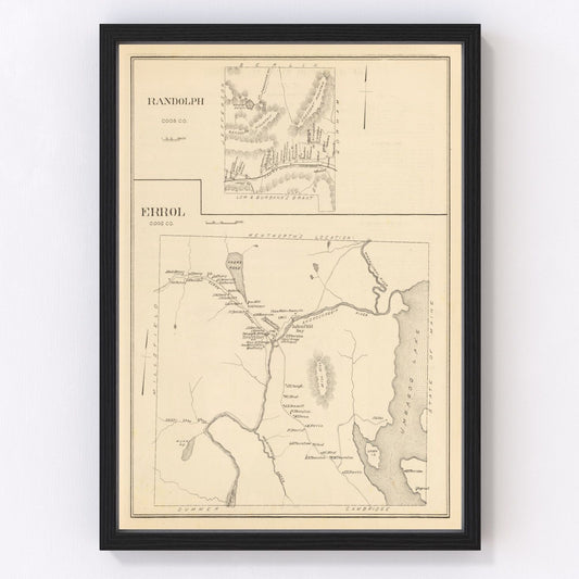 Vintage map of Errol, New Hampshire, 1892