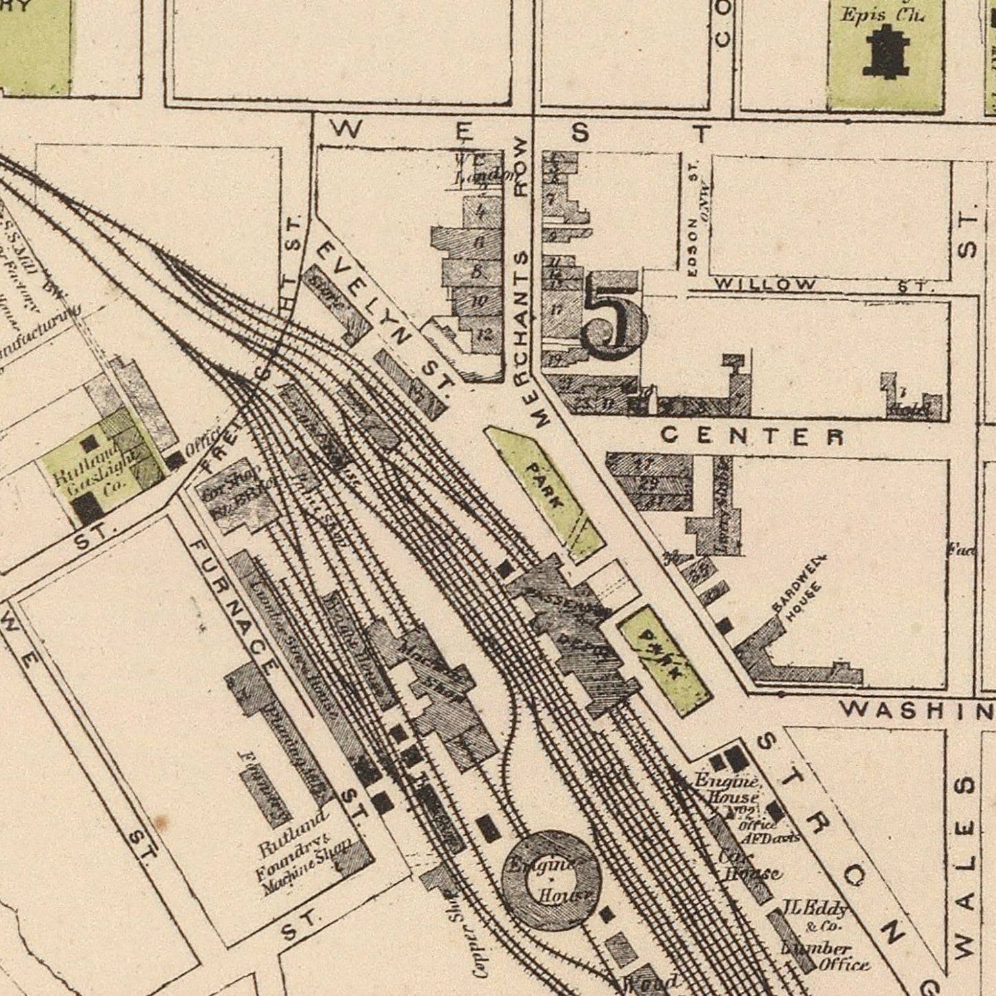Vintage Map of Rutland, Vermont, 1876
