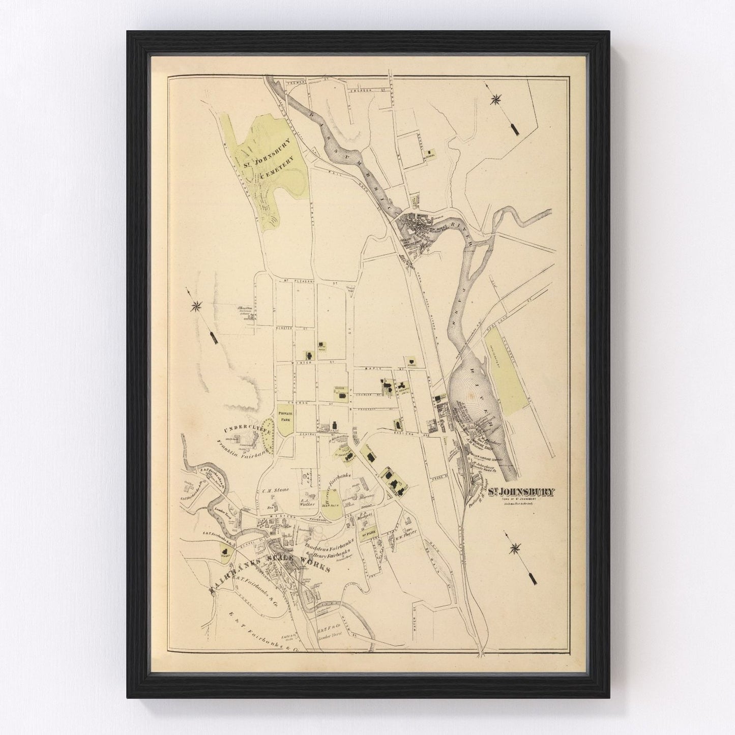 vintage map of Saint Johnsbury, Vermont, 1876
