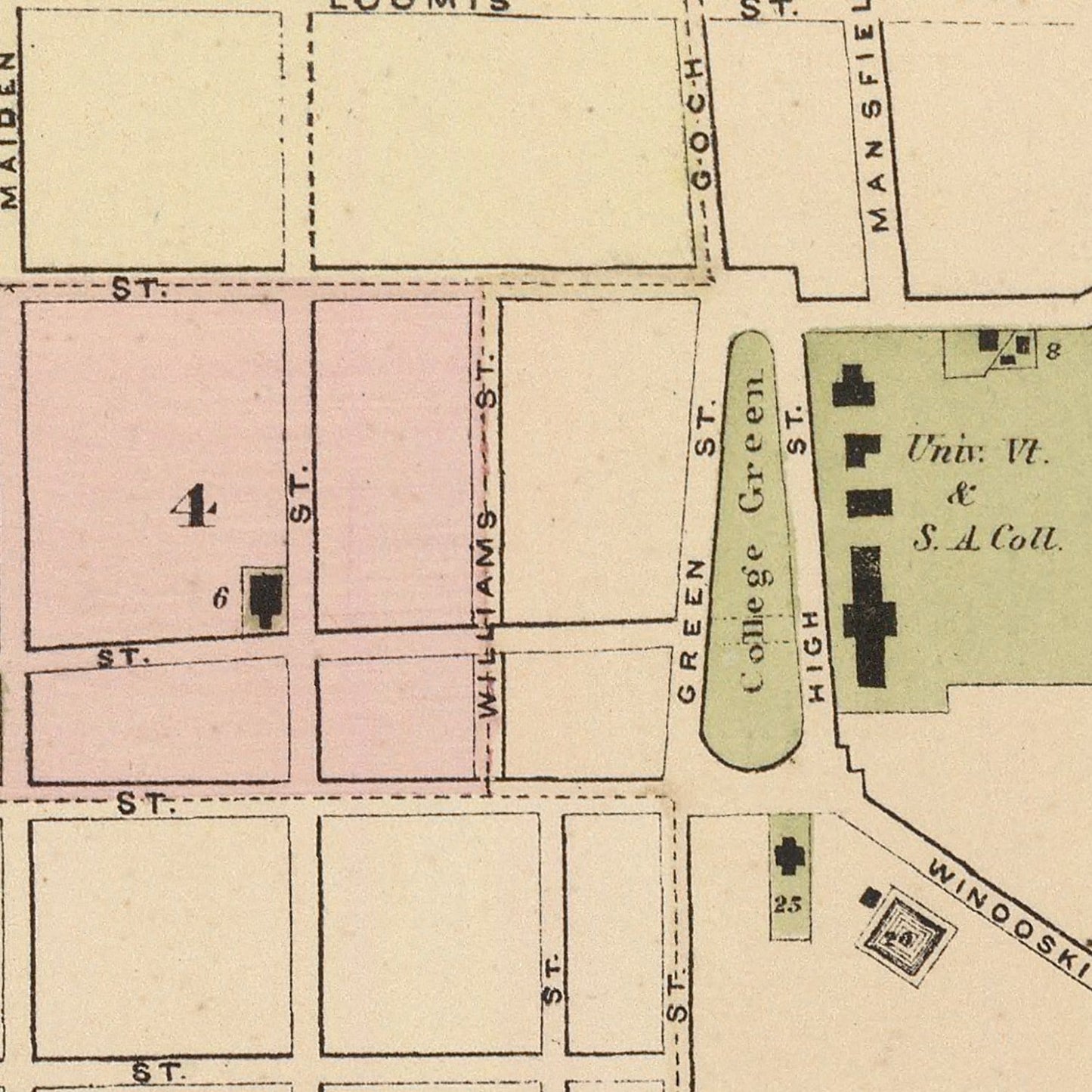 Vintage Map of Burlington, Vermont, 1873