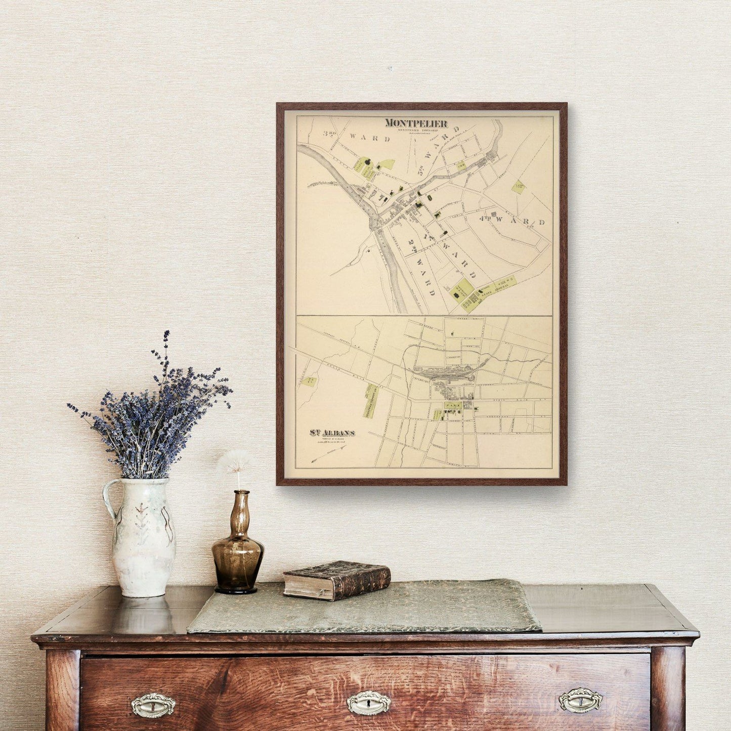 Vintage Map of Montpelier, Vermont, 1876