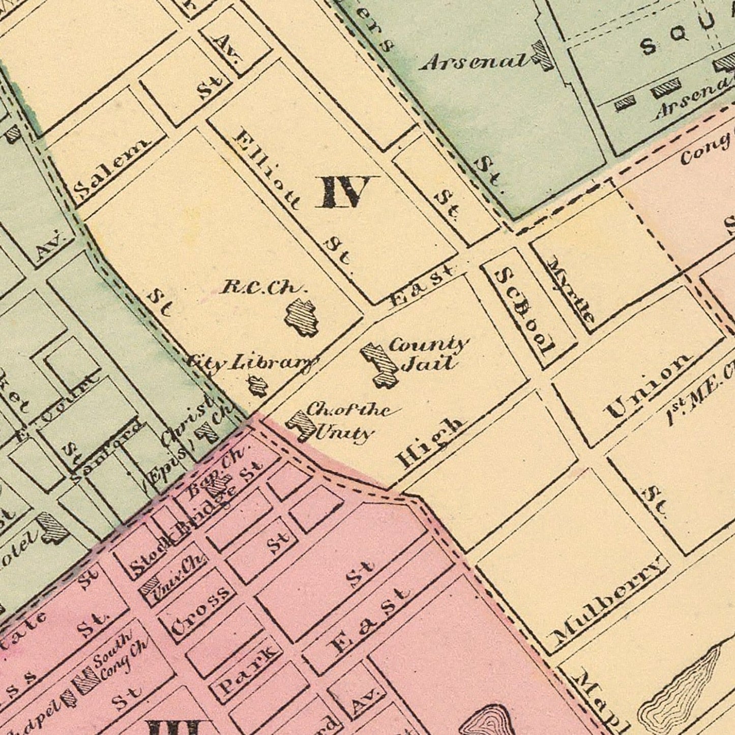 Vintage Map of Springfield, Massachusetts, 1871