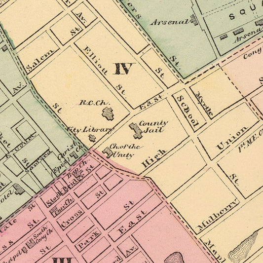 Vintage Map of Springfield, Massachusetts, 1871