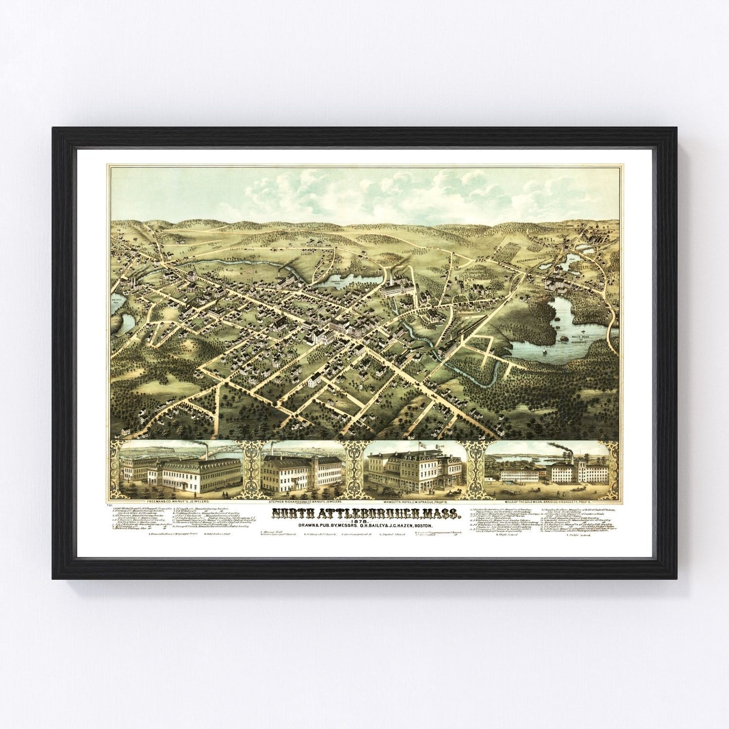 vintage map of North Attleborough, Massachusetts, 1878