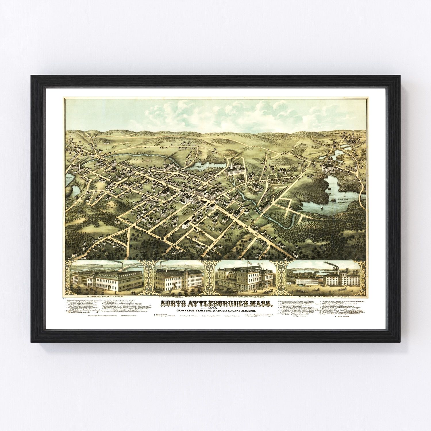 vintage map of North Attleborough, Massachusetts, 1878