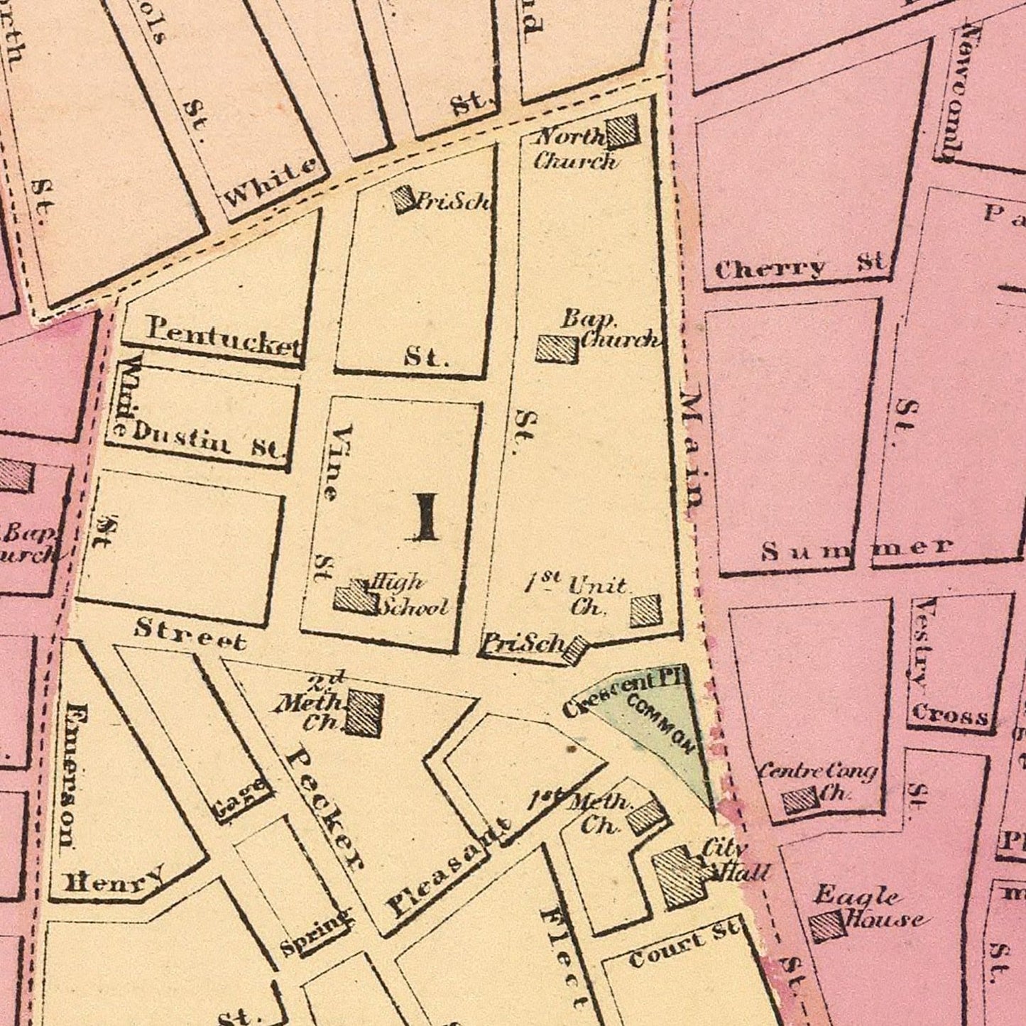 Vintage Map of Haverhill, Massachusetts, 1871