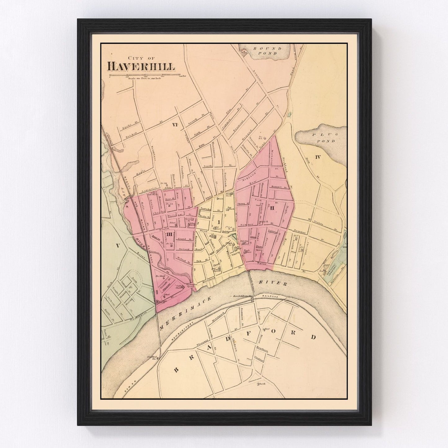 Vintage map of Haverhill, Massachusetts, 1871